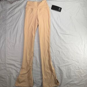 Five the Label Youth XL Tan High Waisted Flare Side Slit Dance Leggings NWT